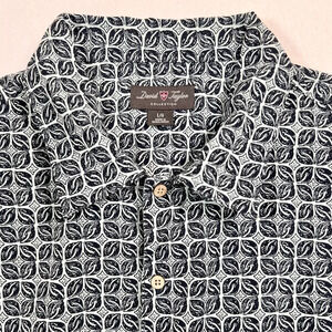 DAVID TAYLOR Men's Light Blue/Navy Abstract Pattern Resortwear Button Up‎ Size L